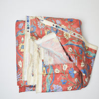 Red, Blue + Yellow Floral Print Satin-Resistant Coated Woven Drapery Fabric - 55" x 140"