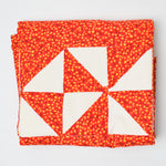 Red + Yellow Floral Pieced + Quilted Curtain - 32" x 58"