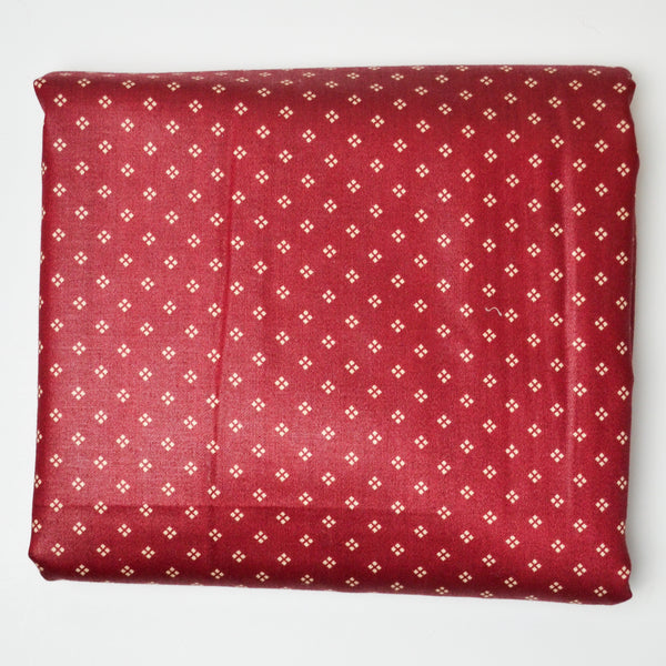 Maroon + Light Beige Print Woven Drapery Fabric with Stain-Resistant Coating - 50" x 102"