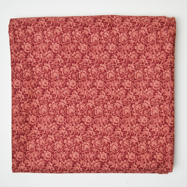 Red + Pink Rose Print Quilting Cotton Fabric - 53" x 108"