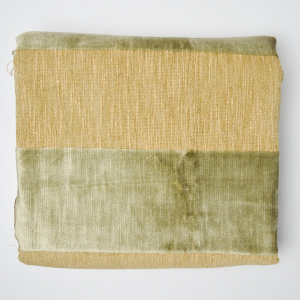 Muted Olive + Beige Chenille Striped Upholstery Fabric - 56" x 66"