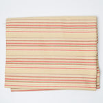 Beige, Red + Green Striped Quilting Weight Woven Fabric 43" x 77"