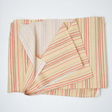 Beige, Red + Green Striped Quilting Weight Woven Fabric 43" x 77"