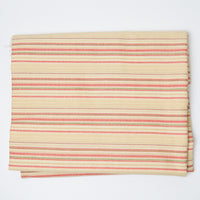 Beige, Red + Green Striped Quilting Weight Woven Fabric 43" x 77"