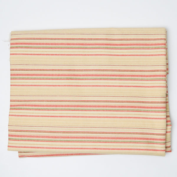Beige, Red + Green Striped Quilting Weight Woven Fabric 43" x 77"
