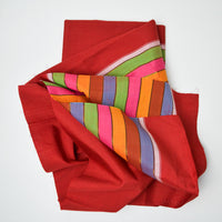 Red + Colorful and Metallic Stripes Woven Fabric - 39" x 64"