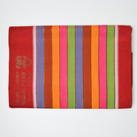 Red + Colorful and Metallic Stripes Woven Fabric - 39" x 64"