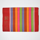 Red + Colorful and Metallic Stripes Woven Fabric - 39" x 64"