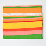 Orange, Green + Colorful Stripes Scrappy Pieced Woven Fabric - 40" x 74"