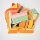 Orange, Green + Colorful Stripes Scrappy Pieced Woven Fabric - 40" x 74"