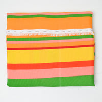 Orange, Green + Colorful Stripes Scrappy Pieced Woven Fabric - 40" x 74"