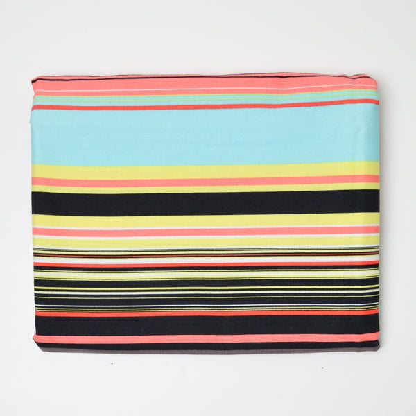 Black + Neon Striped Quilting Weight Woven Fabric - 44" x 74"