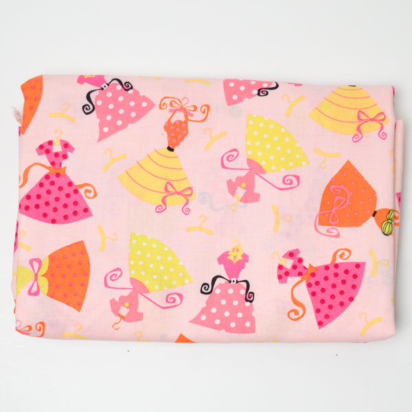 Pink Dress Print Quilting Weight Woven Fabric - 44" x 110"