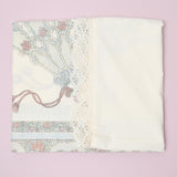 Off-White, Green + Pink Floral Print Lace Edge Tablecloth - 40" x 80"