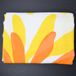 Orange, Yellow + White Large Floral Print Woven Canvas Fabric - 44" x 272"