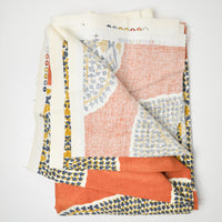 Orange, Yellow + Gray Large Print Woven Canvas Fabric - 52" x 72"