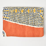 Orange, Yellow + Gray Large Print Woven Canvas Fabric - 52" x 72"