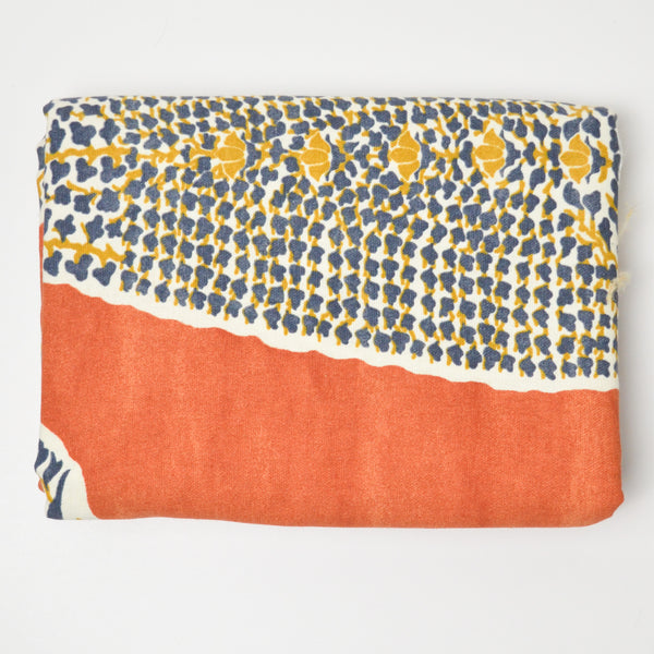 Orange, Yellow + Gray Large Print Woven Canvas Fabric - 52" x 72"