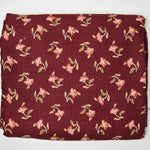 Maroon + Pink Floral Print Woven Upholstery Fabric - 50" x 208"