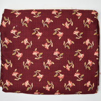 Maroon + Pink Floral Print Woven Upholstery Fabric - 50" x 208"