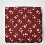 Maroon + Pink Floral Print Woven Upholstery Fabric - 50" x 248"