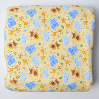 Light Yellow + Cartoon Animal Print Flannel Fabric - 41" x 168"