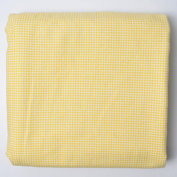 Yellow + White Gingham Flannel Woven Fabric - 44" x 128"
