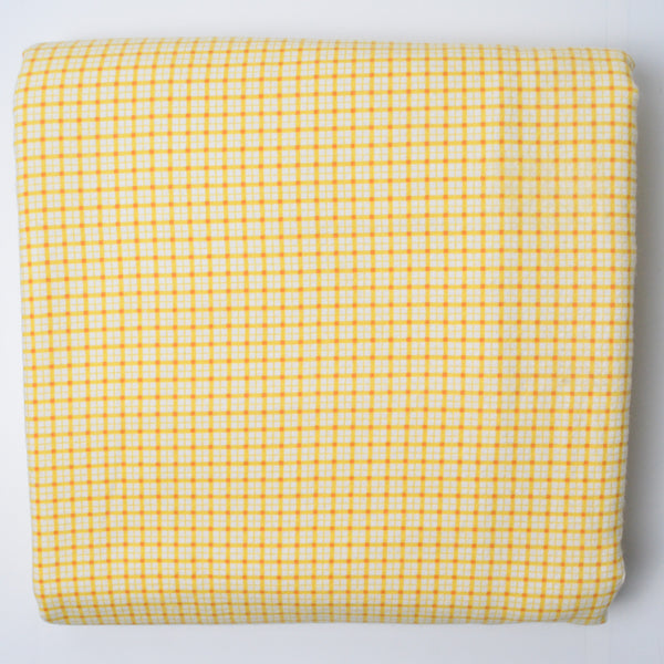 Yellow, White + Orange Plaid Flannel Woven Fabric - 44" x 116"