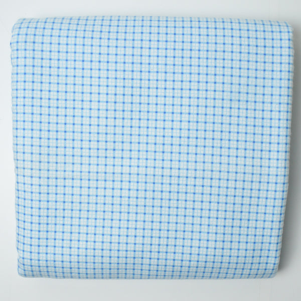 Blue + White Plaid Flannel Fabric - 43" x 112"