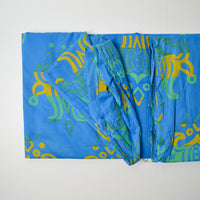 Blue, Green + Yellow Resist Dyed Woven Fabric - 44" x 176"