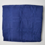 Navy Blue Windowpane Plaid Damask Polyester Fabric - 60" x 100"