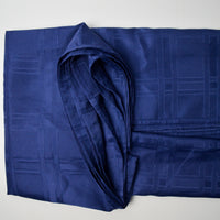 Navy Blue Windowpane Plaid Damask Polyester Fabric - 60" x 100"