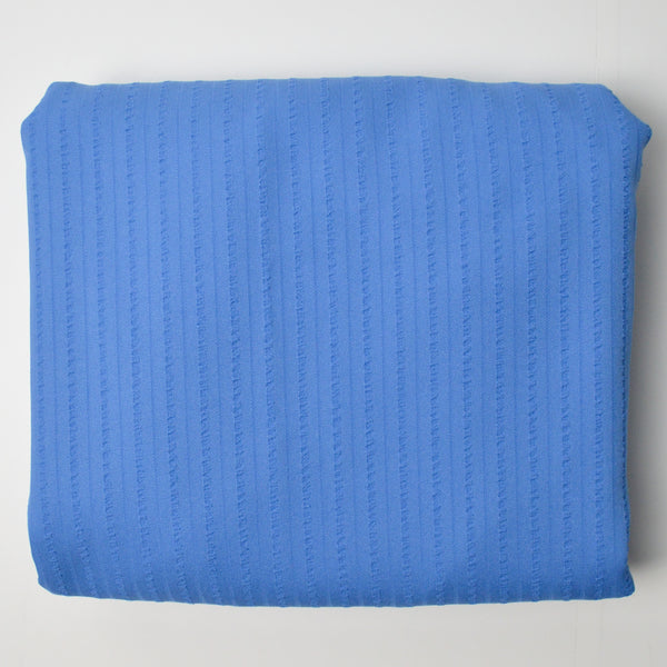 Blue Woven Fabric with Seersucker Textured Stripes - 58" x 104"