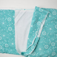 Teal + White Floral Printed Flannel Woven Fabric - 45" x 80"