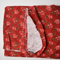 Red Rose Print Flannel Woven Fabric - 42" x 220"