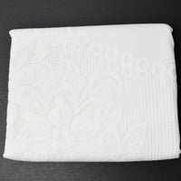 White Floral Net Lace Tablecloth with Scalloped Edge - 52" x 72"
