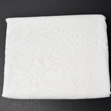 White Floral Net Lace Tablecloth with Scalloped Edge - 52" x 72"