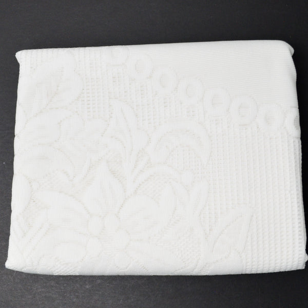 White Floral Net Lace Tablecloth with Scalloped Edge - 52" x 72"