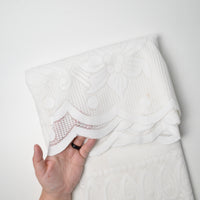 White Floral Net Lace Tablecloth with Scalloped Edge - 52" x 72"