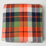 Orange, Blue, White + Green Plaid Woven Fabric - 45" x 72"