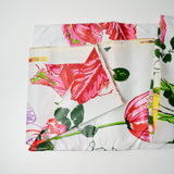 Large Colorful Floral Print White Fabric with Vinyl Coating - 29" x 47"