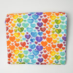 Rainbow Heart Print Flannel Woven Fabric - 44" x 86"