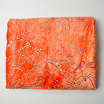 Orange Velvety Stretch Knit Fabric with Abstract Metallic Print + Sequins - 62" x 78"