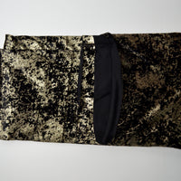 Black + Gold Metallic Burnout Velvet Knit Fabric - 66" x 124"