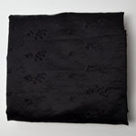 Black Satiny Woven Fabric with Black Floral Embroidery - 52" x 76"