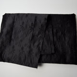 Black Satiny Woven Fabric with Black Floral Embroidery - 52" x 76"
