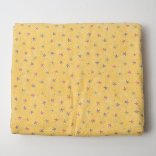 Yellow, Pink + Purple Star Print Flannel Woven Fabric - 42" x 228"