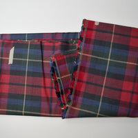 Red + Navy Blue Woven Plaid Fabric - 56" x 62"