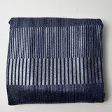 Blue + Silver Metallic Stripes Stretchy Rib Knit Fabric - 66" x 120"