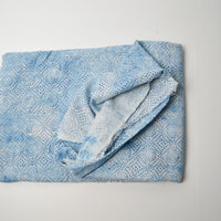 Light + Dark Blue Geometric Floral Woven Fabric - 45" x 98"